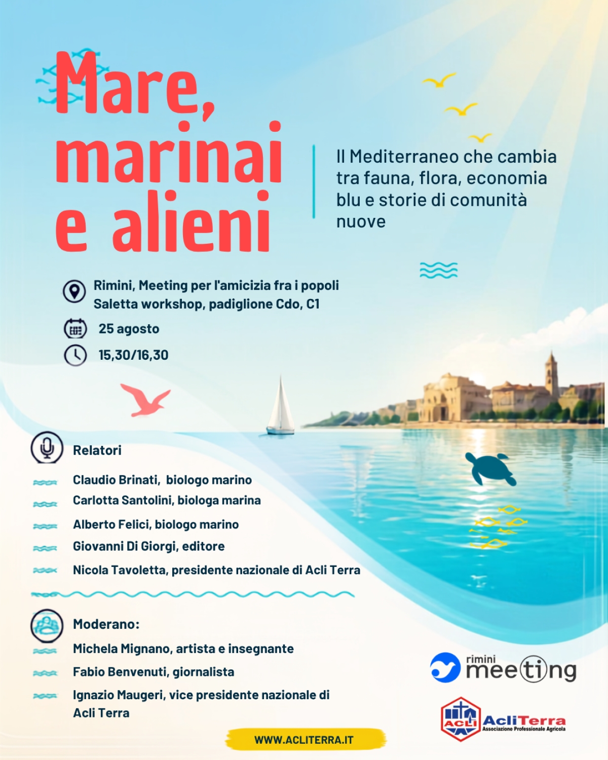 MEETING DI RIMINI, DOPPIO APPUNTAMENTO CON ACLI TERRA: DALLA TERRA AL MARE, COLTURE, CULTURE E NUOVE SFIDE DEL MEDITERRANEO
