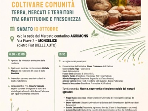 Monselice, il 10 e 11 ottobre “Coltivare Comunità”: due giornate dedicate ad agricoltura e mercati contadini